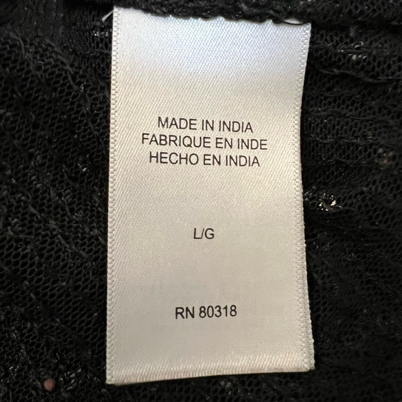 Lucky Brand Black Sequin Sheer Blouse size L EUC - Picture 9 of 11